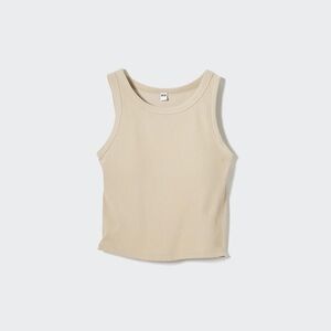 NWT Uniqlo Ribbed Cropped Sleeveless Bra Top Beige S
